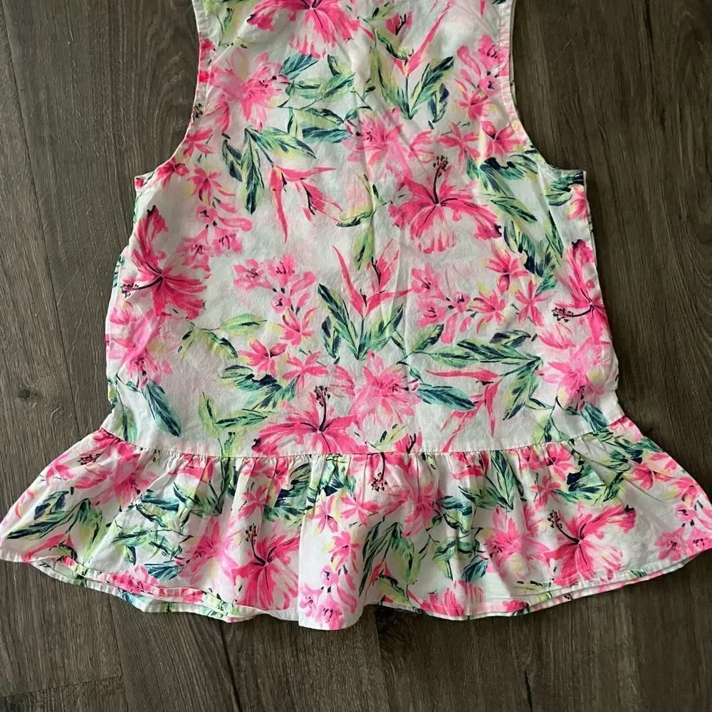OSHKOSH FLORAL PINK PRINT PEPLUM TANK and short size 7